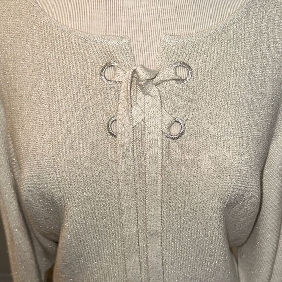 Tommy Bahama Champagne Shimmer Lace-Up Sweater Size XL - Picture 4 of 12